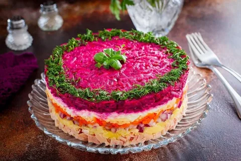 Салат слоёный с капустой и свёклой